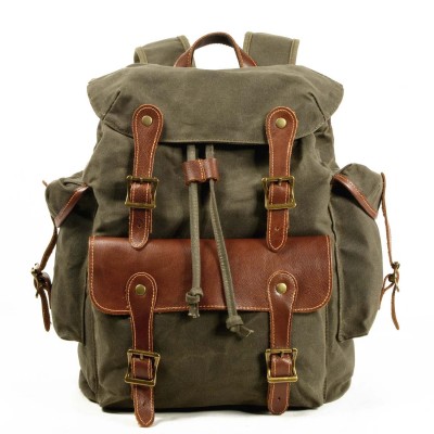 P05 WAX OUTDOOR SCOUT™ Groß Wanderrucksack Damen / Herren. Gewachste Baumwolle + Naturleder. A4 - 4 Farben